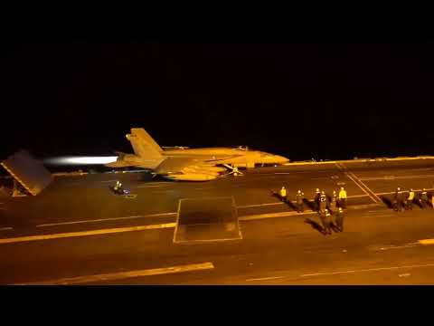 Thrilling Night Launch On Uss Nimitz: F A 18 Afterburner Catapult Action!