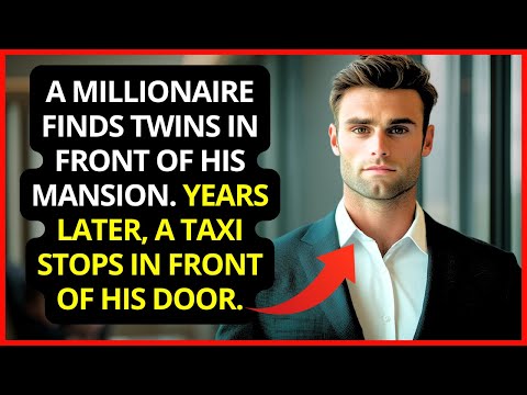 A millionaire finds twins in front of his mansion, years later a taxi arrives...