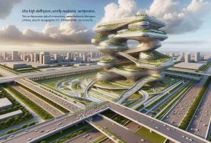 An ultra high definition, extremely realistic rendering of transforming architecture that tells a tale of collaboration and sustainability. The structure may be designed to morph, exuding dynamism and adaptability. Should include elements of sustainable construction such as solar panels, green spaces, and rainwater harvesting systems to demonstrate environmental consciousness. This architectural masterpiece is a result of a commendable partnership, a metaphorical symbol of collaboration- possibly visualized through interconnected designs or bridges linking different parts of the building.