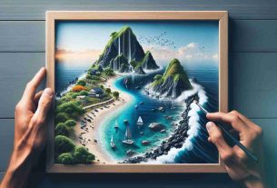 Generate a high-definition, realistic photograph featuring the scenario 'Preserving Views', which depicts a creative solution being implemented on a coastal island, where the focus is on conservation and sustainability while simultaneously preserving the naturally beautiful views.