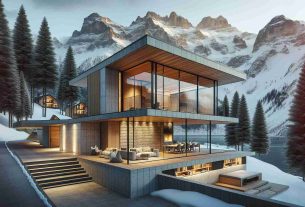 Generate a realistic, high-definition image of a modern mountain retreat. The architecture of this gem should be unique, capturing the essence of modern design principles while harmoniously blending with the natural mountainous environment. Detail elements might include large panoramic windows to revere the surrounding vistas, and an open-plan living space that lets in ample natural light, with minimalist decor and neutral colors mirroring the tranquility of the mountain setting. The exterior could feature high-grade materials like stone and wood, blending the building into its awe-inspiring background.