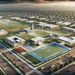 A high-definition rendition of the modernization of infrastructure at a generic school district, reminiscent of the Mohawk Area School District. This could feature state-of-the-art classrooms equipped with smart boards, computer labs with cutting-edge technology, and accessible facilities. The modern infrastructure could also extend outdoors, showcasing renovated sports fields, energy-efficient buildings, wide pedestrian paths, and exquisite landscaping. Ascertain a blend of traditional architectural aesthetics with modern design elements, revealing a seamless amalgamation of the old and the new.