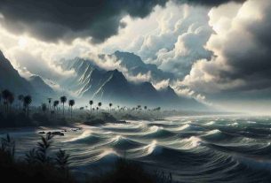 A realistic, high-definition image showing the cloudy, unsettled skies over the coastal areas of Florida as it braces for an impending weather event. The atmosphere holds a tangible sense of tension and expectation, balanced by the beauty of the coastal scenery. Palm trees sway in the increasingly strong winds and the sea churns restlessly, reflecting the unsettling shift in the weather.