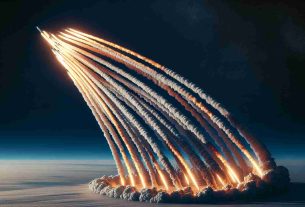 A high-resolution, realistic photo depicting a remarkable feat in space exploration. It portrays a chronological compilation of multiple rocket launches, each streaking through the blue sky, leaving fiery trails in the atmosphere. These repeated launches have led to the record number of successful space journeys in a single year by an undislosed mystery private space company.