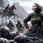 A breathtaking, high-resolution image depicting an unexpected result in an epic battle setting. In the midst of a rugged, tumultuous battlefield strewn with remnants of armor and weaponry, a least expected contender stands triumphant. This individual, an elderly, East Asian woman, is not a hardened warrior but a humble individual once dismissed by many. Despite her age and non-threatening demeanor, she holds a glint of victory in her eyes. Her pose is not triumphant, but it emanates resilience and an unexpected strength. Around her, astonished warriors of varied gender and descent gaze in awe at the surprising turn of events.