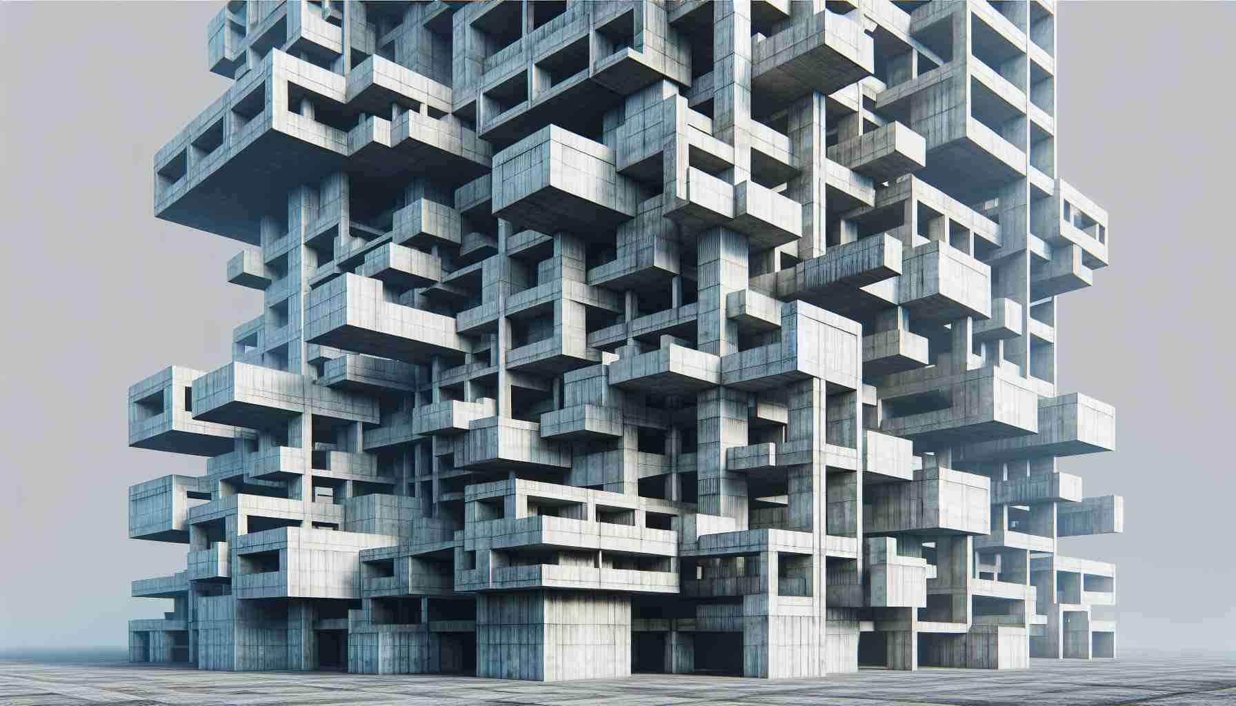 Generate a high-definition, realistic image showcasing the innovative designs characteristic of the work of an iconic mid-20th-century architect, known for their Brutalist style. Capture the essence of stark and bold architecture, emphasizing on complex spatial sequences and stark concrete forms.