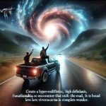 Create a hyper-realistic, high definition image depicting a phenomenal encounter that a star experienced on the road. The event should be so astonishing, it is bound to leave viewers in complete wonder.