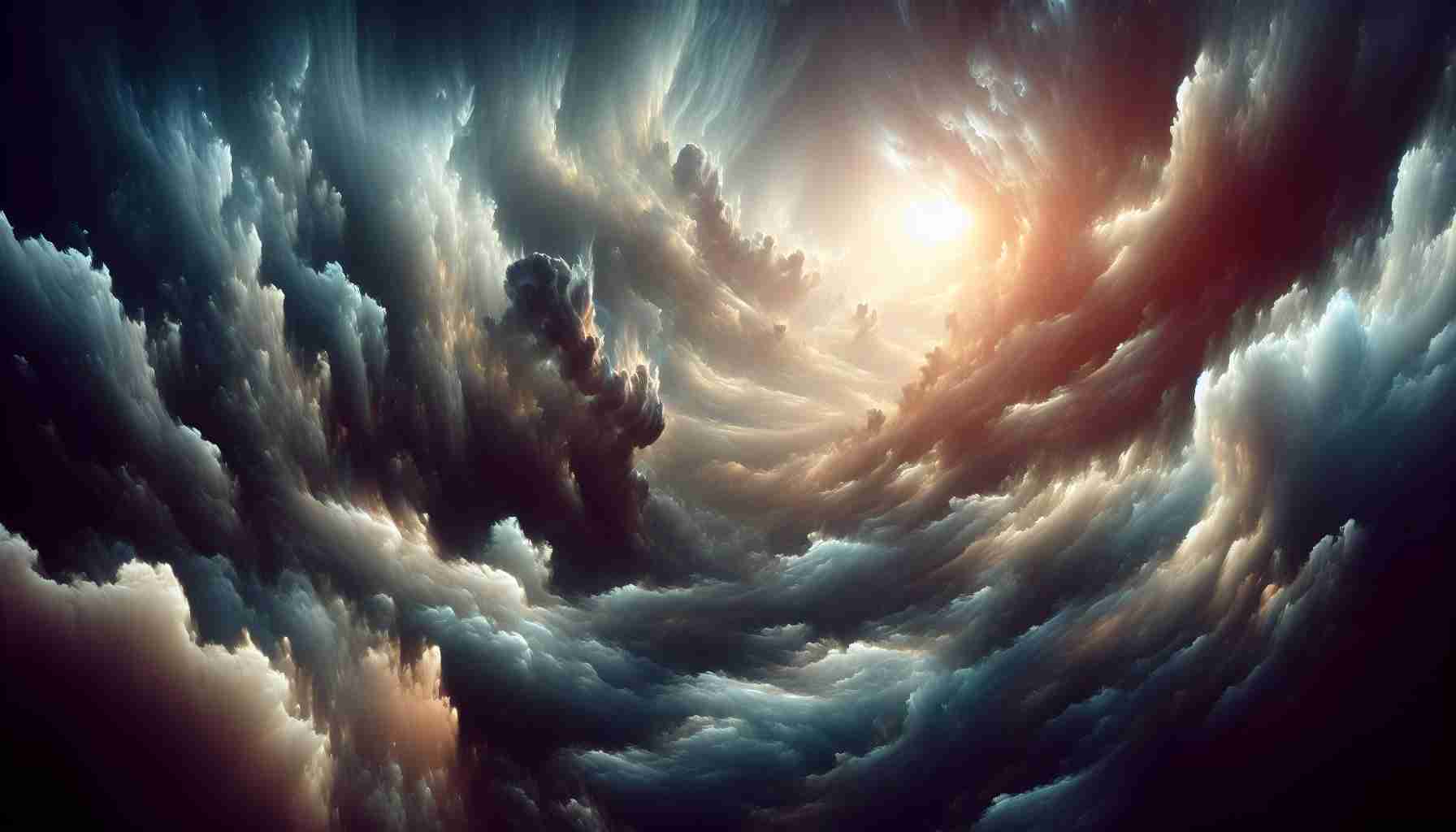 High definition, realistic image showcasing the phenomenon of mysterious clouds. The image emphasizes the intriguing, nebulous forms of the clouds, playing with light and shadow to give an immersive sense of exploration.