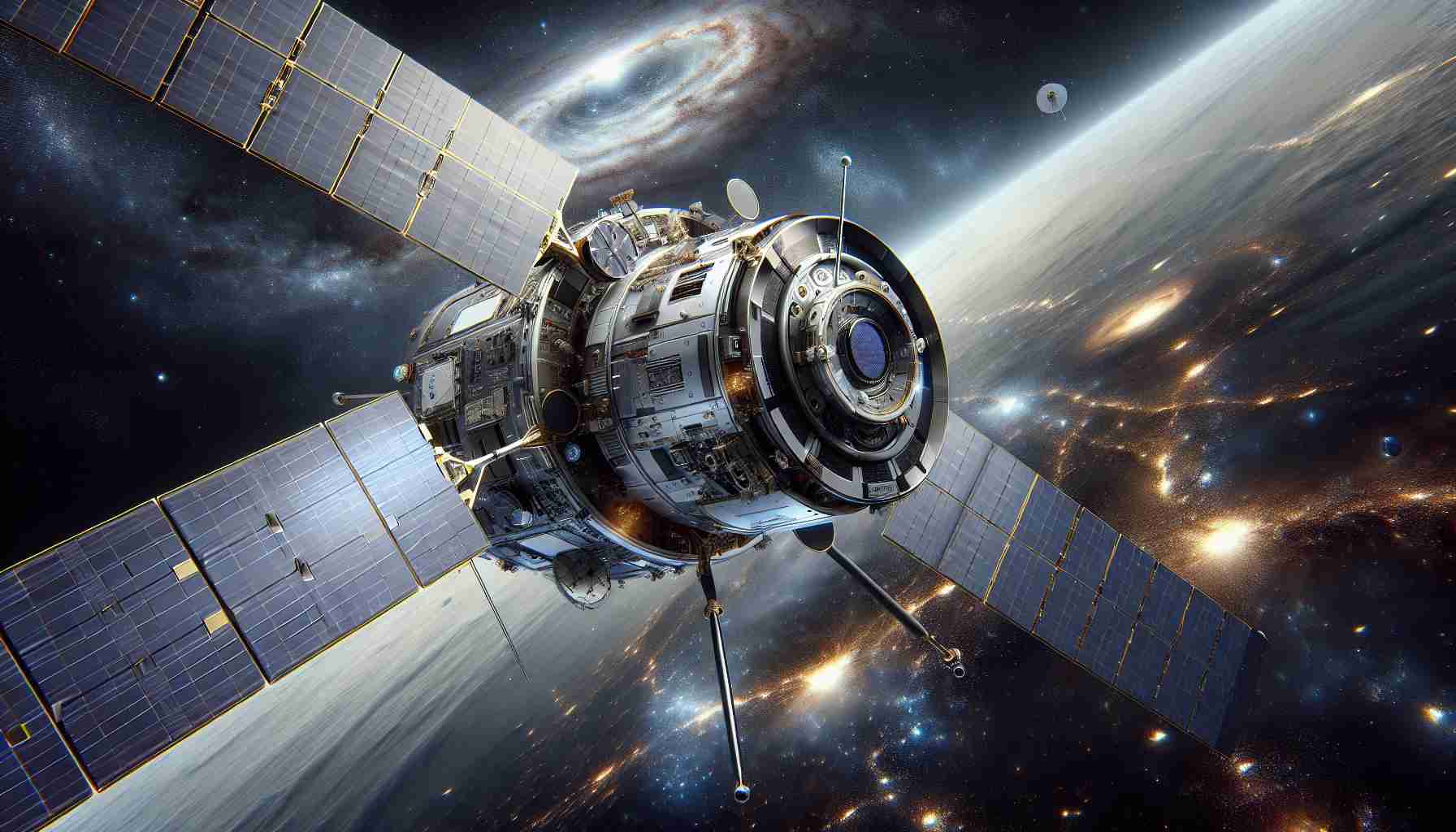 A realistic, high-definition illustration of an emergent space observation project. In the forefront, a cutting-edge satellite designed by an unidentified but prestigious space technology firm can be observed. The satellite displays advanced technology, intended for groundbreaking observations and research in space. It floats in a vast expanse of the cosmos, surrounded by distant stars and swirling galaxies, indicating the enormity of its task. Its sleek design, state-of-the-art antennas, solar panels, and refined observation instruments complete the image. All elements hint at a revolution in space observation.