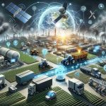 A high-definition, realistic illustration visualizing the impact and revolution of Satellite IoT connectivity in a variety of industries. The scene includes examples of different industries like agriculture, healthcare, transportation, and manufacturing. Represent each industry with appropriate symbols. For agriculture, display satellite-connected tractors and IoT sensors monitoring crop conditions. In healthcare, show wearable devices transmitting data to satellites. For transportation, illustrate GPS-enabled trucks and ships. Lastly, for manufacturing, depict assembly lines with IoT-controlled machinery. Make sure to include a visual representation of satellites orbiting Earth, receiving and transmitting information to these diverse sectors.