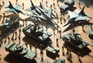 A high definition realistic image of a general scene of military preparedness, showing equipment like tanks, fighter jets, and troops in uniform engaging in exercises and drills. The atmosphere is intense and serious, underlining raised concerns.