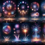 Realistic HD image of six spectacular and unique firework displays launching into the dark sky with multiple colors and patterns. The scene should be indicative of a large, highly anticipated event in 2024, managing to capture excitement and awe. Include different styles and sizes of fireworks exploding, with some creating circular patterns, others forming vibrant streaks across the sky, and still others creating intricate grid patterns. The sky should be filled with the colorful light trails these fireworks leave behind, creating a captivating visual spectacle you definitely wouldn't want to miss.