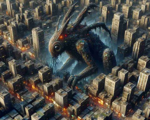 Detailed high-definition image portraying an enigmatic creature, previously unseen, that has been discovered hidden within a densely stacked urban environment. The creature's appearance prompts a sense of surprise and curiosity. The cityscape forms an intricate backdrop, with towering architecture, bustling streets, and vibrant city lights hinting at its urban jungle nature.