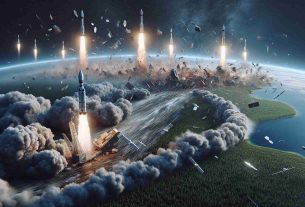 A realistic, high-definition image illustrating the environmental impact of increasing rocket launches, featuring ships blasting off and leaving trails of smoke in the sky and on the ground. In space, a mess of satellite debris, showcasing the gravity of the situation. The Earth in the background is seen with ailing forests and thinning layers of atmosphere, hinting at the harm that these activities pose to the planet.