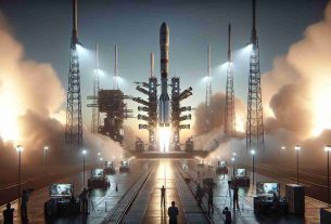 A realistic, high-definition photograph of a satellite fleet's launching moment. The design of the spacecraft is revolutionary, featuring cutting-edge technology and visually impressive aesthetics. This impressive event takes place in the early morning, with the dawn sky illuminating the background. You can see the flame of the rockets as they lift off the ground, piercing through the thin layer of fog above the launchpad. Mission control personnel and media representatives can be seen in the foreground, capturing this historic moment. Please exclude any particular company logos or specific details that may refer to real organizations.