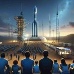 A realistic, high-definition illustration capturing the anticipation for the upcoming launch of a new array of communication satellites like the Starlink. The scene showcases the launch site, under the early evening sky. Engineers of different genders and descents, Caucasian, Hispanic, Black, Middle-Eastern, South Asian, working busily around the impressive rocket, preparing for lift-off. Observers in the foreground, holding their breath in shared excitement, impatiently awaiting the spectacular launch, poised to light up the twilight sky.