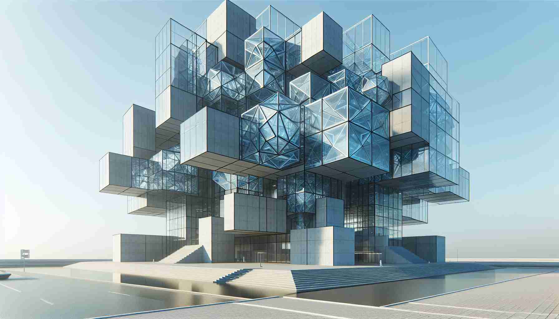 Realistic high definition image representing the architectural vision inspired by various modern architectural styles, showcasing an abstract glass and concrete structure touched with geometrical finesse phenomenally, reminiscent of the accomplishments of late 20th century architects. Note: this structure should not resemble any specific, real-world building.