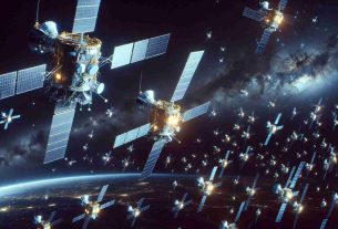 A high definition, realistic image portraying the contemporary space race. It features numerous gleaming satellites zipping through the night sky, attributed to China's advanced space technology. These brightly lit satellites are observed with a degree of concern by scientists using advanced telescopes for night sky observations, due to the potential interference with their work. The image captures the tension between technological progress and natural observation.