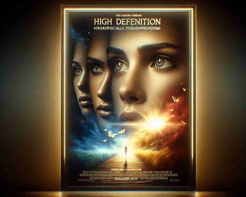 High definition image mimicking a realistic movie poster for a hypothetically controversial but captivating new film. The poster includes visually striking elements that implicitly suggest a deep, thought-provoking storyline, catching the viewers' attention and leaving them in a state of speechless awe.