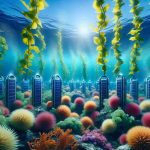 A highly detailed, realistic image capturing Innovative Energy Solutions Through Oceanic Flora. The scene should encompass an ocean landscape filled with vibrant undersea flora like sea kelp and corals. Among these plants, innovative energy-gathering devices should be visible, subtly integrated and harnessing power from the plant's photosynthesis processes or the movement of the waves. The image should convey a seamless synthesis of advanced technology and natural oceanic beauty, symbolizing the potential for sustainable energy solutions.