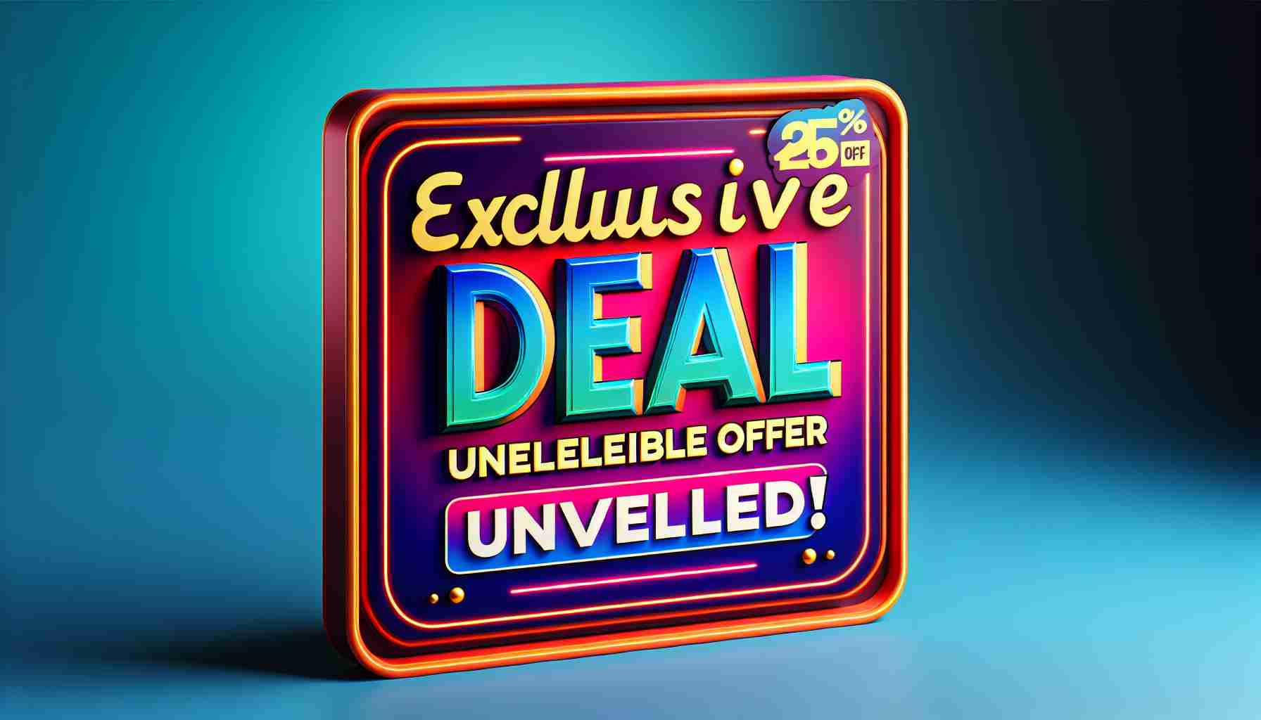 A high-definition image of a sign displaying an amazing deal, with bold and eye-catching text that reads 'Exclusive Deal Revealed: Unbelievable Offer Unveiled!' Set in a vibrant background that highlights and underscores the importance and exclusivity of the deal.