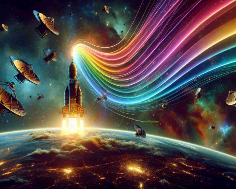 High-definition realistic depiction of a thrilling scene involving the launch of new, mysterious satellite channels. Present a collection of satellites soaring into the cosmos, their signals represented by colourful waves expanding across the universe. Incorporate visual content such as emblematic symbols or hints that suggest the nature of these channels without revealing too much, keeping their content a mystery.