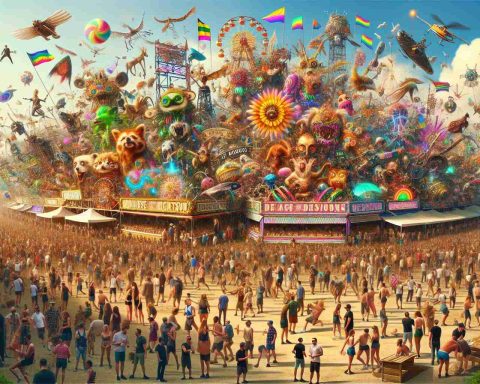 Generate a realistic high-definition photo depicting the striking alterations at a renowned music festival that has left fans with mixed feelings. Show various elements that may have changed such as new stalls, novelty signage, unusual crowd formations, or avant-garde stage designs. Emphasize the ambivalence among the crowd, with some participants displaying excitement while others appear disheartened, manifesting the division among the fans.