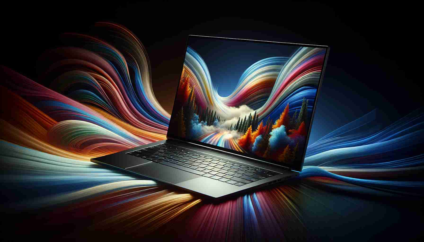 Generate a high-definition, realistic image of newly revealed laptop screens with a significant improvement in display quality. The laptops should be modern in design with a thin bezel and have crisp and vibrant displays, showcasing the advancements in technology.