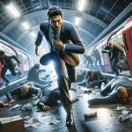 An HD, realistic visualization of a surprising incident that takes place in the London Underground, where a significant public figure suffers an injury.