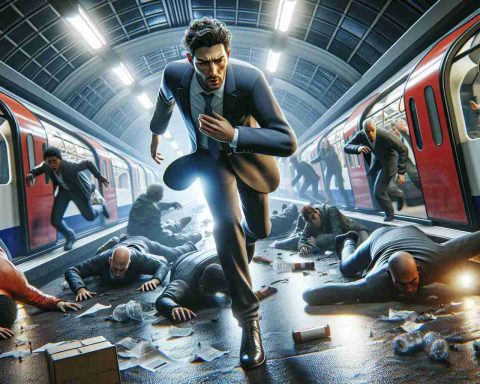 An HD, realistic visualization of a surprising incident that takes place in the London Underground, where a significant public figure suffers an injury.