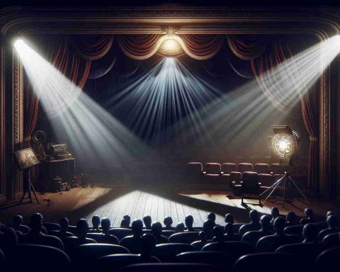 A dramatic, highly detailed and realistic digital artwork visualizing the curious and perplexing theories surrounding the sudden disappearances of a beloved actor. It includes an empty, moody theatre, a spotlight casting long shadows on the deserted stage, a few scattered and forgotten props suggestively hinting at the actor's favorite roles and the palpable strain and speculation radiating from the hushed whispers among an unsettled audience. This should be full HD quality.