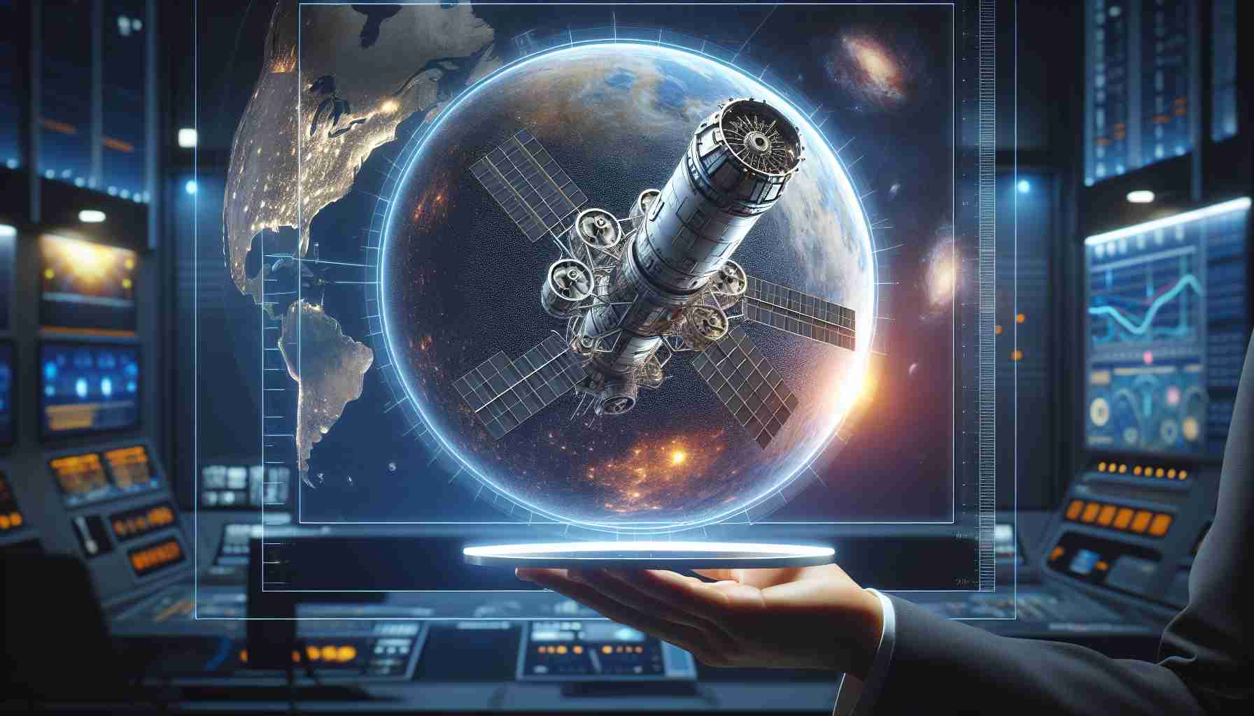 Visualize a high-definition, realistic image showcasing an innovative object or device relating to the future of space exploration from America. This could be a new spacecraft, satellite, or exploration equipment that signifies a significant leap forward in space technology.