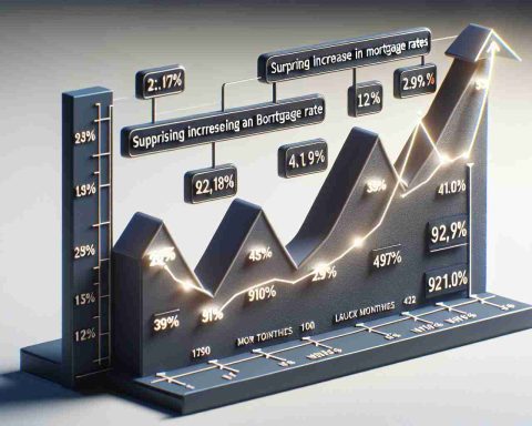 A high-definition, realistic image depicting a graph or chart that shows a surprising increase in mortgage rates despite a recent bank cut. The chart should be designed in a formal, professional manner, with clear labels indicating the mortgage rate percentages on the y-axis, and the time (in months/years) on the x-axis. Notable points of interest, like the point in time when the bank cut happened and the subsequent rise in mortgage rates, are highlighted and annotated for emphasis.