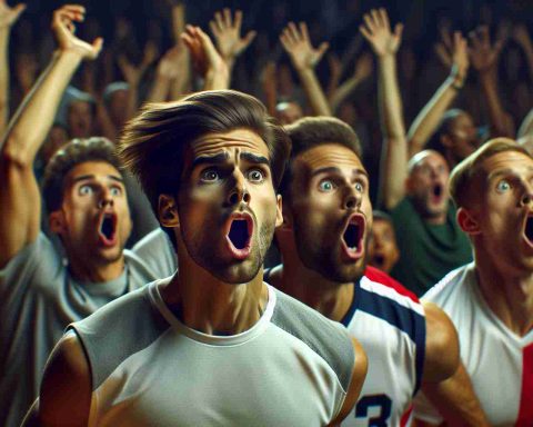 Create a high-definition realistic depiction of a surprising upset in the middle of a sports game, placing the focus on the reactions and emotions of the athletes. The atmosphere should be filled with tension, shock, and disbelief, and the expressions of the participants should vividly portray the unexpected outcome of the match.