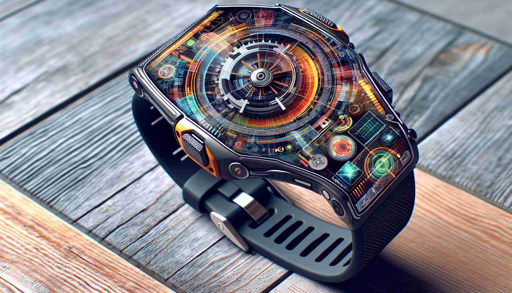 Generate a realistic high-definition image of an innovative new piece of wearable technology. This gadget should be visually impressive and suggest advanced capabilities, sparking a sense of disbelief about what it could possibly do.