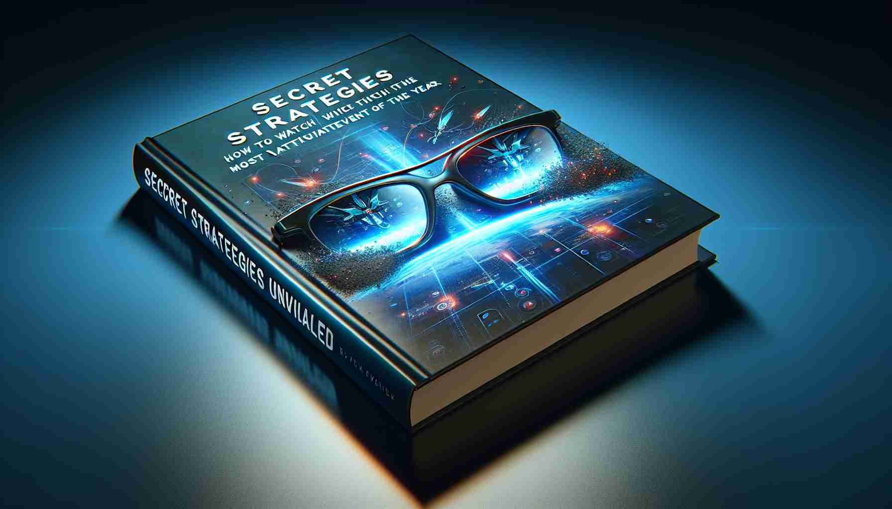 A high definition, realistic depiction of a book cover titled 'Secret Strategies Unveiled: How to Watch the Most Anticipated Event of the Year.' The cover consists of dynamic and engaging visuals to encapsulate the theme of the book and its content. It is likely bold and attractive to captivate the prospective reader's attention. The cover design could comprise a pair of glasses reflecting an exciting, undefined event, representing the anticipation articulated in the title.