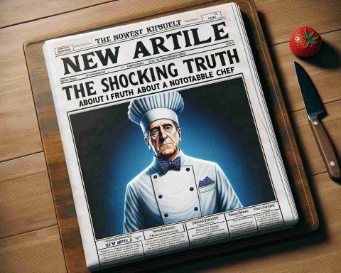 High-definition, realistic image of a newspaper front page featuring a headline that reads, 'New Article: The Shocking Truth About a Notable Chef'