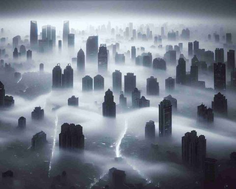 Create a realistic high-definition photo of mysterious fog enveloping key urban centers in South Asia. Visualize the massive buildings shrouded in greyish-white fog, the streets barely visible under the thick mist. Imagine the faint glow from the city lights struggling to shine through the all-encompassing fog, creating an eerie ambiance. Incorporate iconic architectural structures unique to South Asian cities but ensures they are subtly visible through the dense fog. Try to sequence the image from a high viewpoint, giving a bird's eye view of the foggy metropolis beneath. The scene should evoke a sense of both beauty and wonderment.