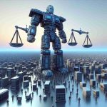 High definition, realistic artwork depicting a symbolic scene of a 'legal showdown' between a tech giant and news heavyweights. Visually, the tech giant can be represented as a large, sleek, futuristic entity or structure standing tall and seemingly triumphant over smaller, more traditional entities or structures that signify the news heavyweights.