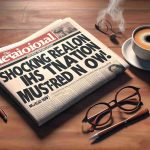 Generate an image depicting a high-definition realistic scene of a national newspaper with the headline, 'Shocking Revelation Hits the Nation! Must-Read Now'. The newspaper should be placed on a wooden desk, accompanied by a steaming cup of coffee and a pair of reading glasses.