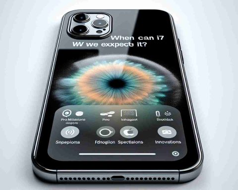 A detailed, high-definition, realistic image of a hypothetical iPhone 17 Pro Max. The design should integrate innovative and speculative elements that might be expected in future smartphone technology. Please include a text overlay stating 'When Can We Expect It? Speculations and Innovations'.