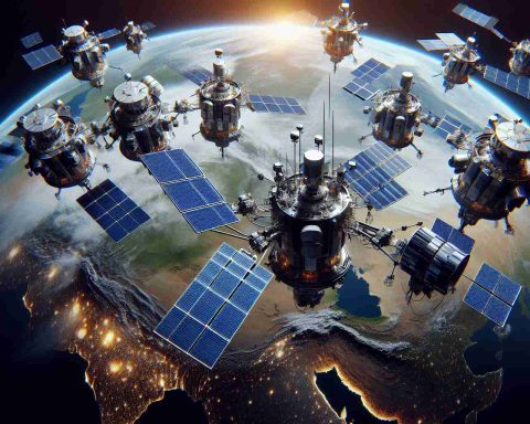 Create a high-definition and realistic image of a collection of futuristic satellites, suspended in space. These satellites are designed with advanced technologies that could significantly improve global connectivity. Features to include might be solar panels, high-gain antennas, and multilayer insulation. They should be situated against the backdrop of Earth showing different continents, symbolizing their role in global communication.