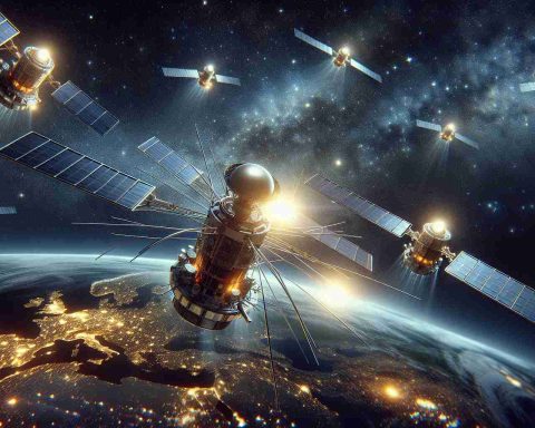 Realistic high-definition image representing the future of connectivity. The scene includes multiple modern satellites scheduled to be launched around the year 2026. The backdrop displays a vibrant constellation of stars with the glow of Earth casting a radiant light.