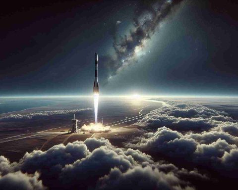 A highly detailed and realistic image showcasing the high-magnitude success of a space lab's rocket launch. The rocket is soaring high into the sky, leaving behind a trail of smoke. A vast backdrop of the sky can be seen with the sight of departure trailing along with the rocket, denoting innovative space exploration accomplishments. The scenery is filled with the awe-inspiring essence and a sense of achievement.