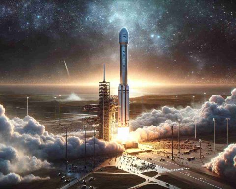 Imagine a realistic high-definition portrayal of a space launch by a private company dedicated to revolutionizing internet access. The rocket, gleaming in the sunlight, is poised on the launch pad amidst a flurry of activity. The looming event promises to be spectacular and groundbreaking, with crowds gathering in the distance, anticipation in the air, and the rocket's impressive stature dominating the scene.