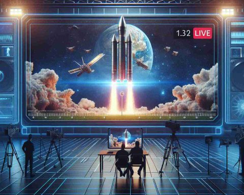 Generate a realistic, high-definition image of a significant moment in technology. Illustrate a live streaming event on an online video platform like YouTube which is depicting the countdown for a monumental rocket launch from a cutting-edge, private space exploration company.