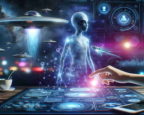 Create a realistic HD image depicting the concept of artificial intelligence uncovering the mysteries of unidentified flying objects, showcasing dynamic interaction of futuristic technologies. The scene also visually implies a hint of potential repercussions or costs associated with such endeavors.