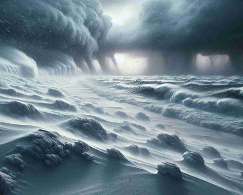 A high-definition, realistic image of a severe winter storm engulfing the Gulf Coast. Show heavy snowfall with howling winds creating snowdrifts, and waves crash against the shore under a grey, turbulent sky. The scene emanates a sense of caution and urgency, indicating the need for locals to stay safe.