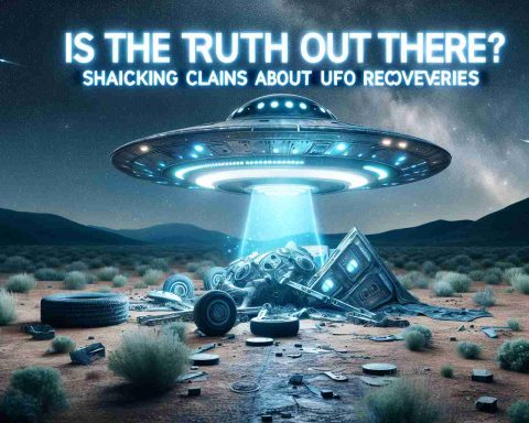 Generate a realistic and high-definition image representing the phrase 'Is the Truth Out There? Shocking Claims About UFO Recoveries'. The scene should convey mystery and intrigue with a UFO sighted in the night sky, possibly after a crash. Evidence of its recovery includes futuristic technology and materials unlike any seen on Earth. This is set against a backdrop of a remote landscape under a starlit sky.