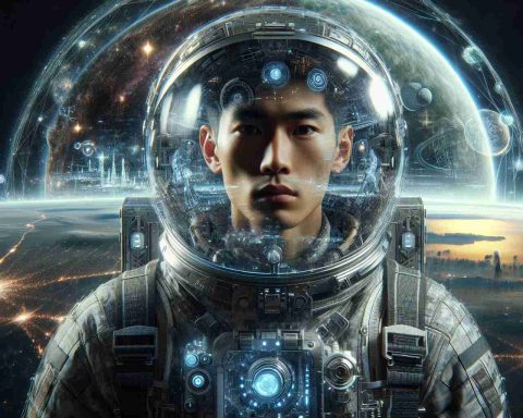 Generate a high-definition, realistic scene that depicts what could be Beyond the Stars according to the vision of a knowledgeable astronaut. This hypothetical astronaut, who we'll call 'Leroy', with an Asian descent and medium build, imagines a future full of advanced technology, extraterrestrial settlements, and groundbreaking discoveries in the field of space exploration. The image should capture this sense of technological advancement and uncharted territories in space.